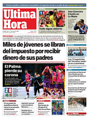Prima pagina Ultima Hora di oggi - Quotidiano regionale