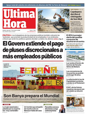 Prima pagina Ultima Hora di oggi - Quotidiano regionale