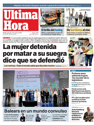 Prima pagina Ultima Hora di oggi - Quotidiano regionale
