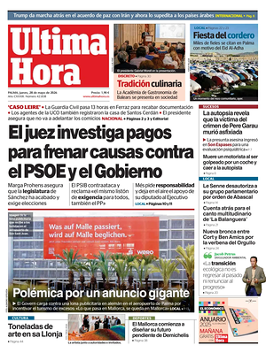 Prima pagina Ultima Hora di oggi - Quotidiano regionale