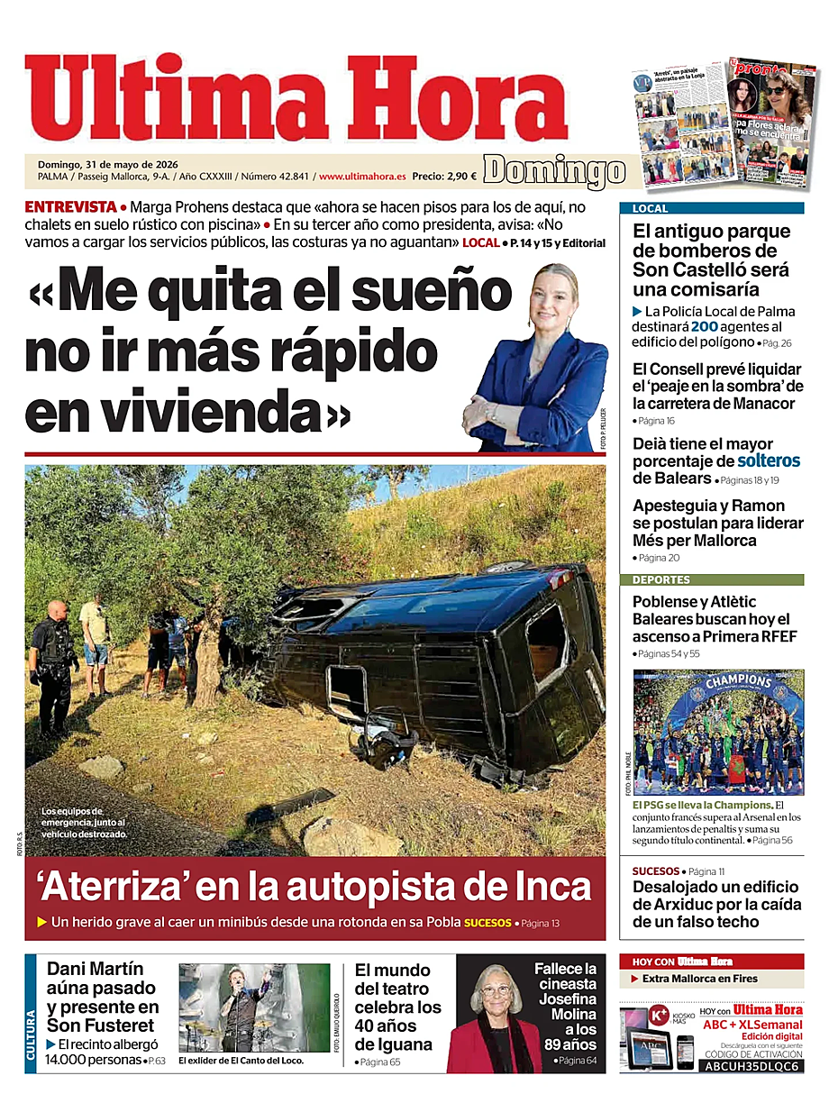 Prima pagina Ultima Hora di oggi - Edicola 31 Maggio 2026
