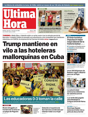 Prima pagina Ultima Hora di oggi - Quotidiano regionale