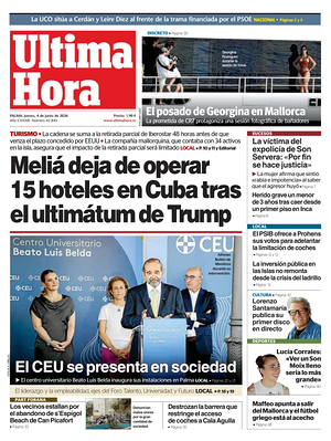 Prima pagina Ultima Hora di oggi - Quotidiano regionale