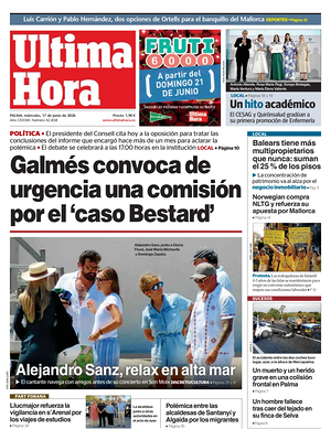 Prima pagina Ultima Hora di oggi - Quotidiano regionale