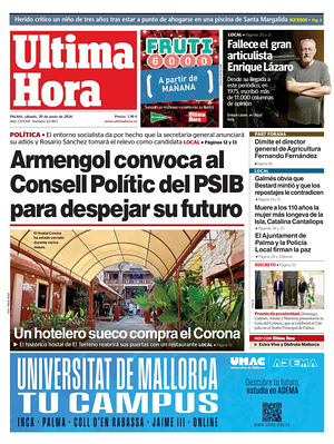 Prima pagina Ultima Hora di oggi - Quotidiano regionale
