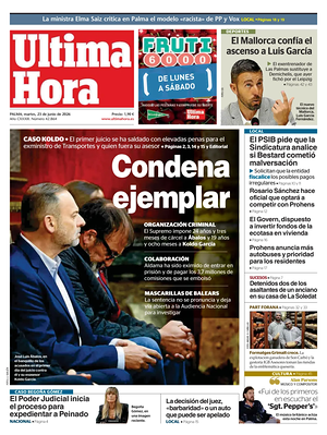 Prima pagina Ultima Hora di oggi - Quotidiano regionale