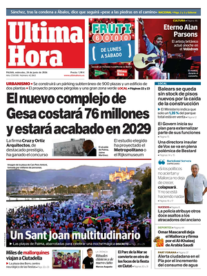 Prima pagina Ultima Hora di oggi - Quotidiano regionale