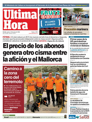 Prima pagina Ultima Hora di oggi - Quotidiano regionale