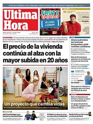 Prima pagina Ultima Hora di oggi - Quotidiano regionale