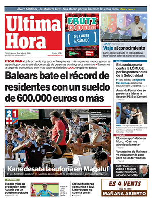Prima pagina Ultima Hora di oggi - Quotidiano regionale