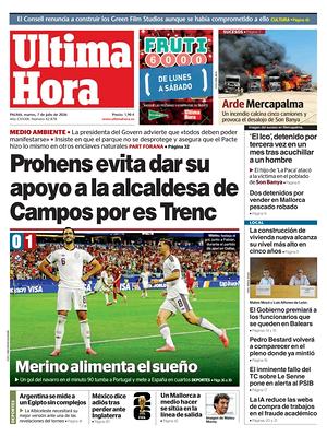 Prima pagina Ultima Hora di oggi - Quotidiano regionale