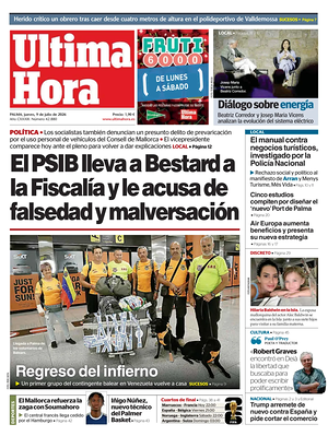 Prima pagina Ultima Hora di oggi - Quotidiano regionale