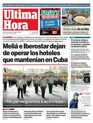 Prima pagina Ultima Hora di oggi - Quotidiano regionale