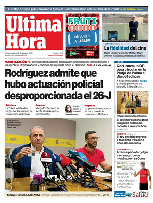 Prima pagina Ultima Hora di oggi - Quotidiano regionale