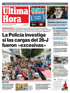 Prima pagina Ultima Hora di oggi - Quotidiano regionale