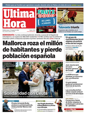 Prima pagina Ultima Hora di oggi - Quotidiano regionale