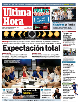 Prima pagina Ultima Hora di oggi - Quotidiano regionale