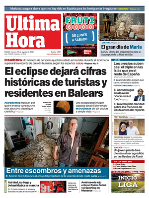 Prima pagina Ultima Hora di oggi - Quotidiano regionale
