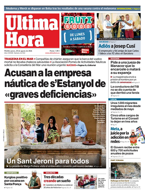 Prima pagina Ultima Hora di oggi - Quotidiano regionale