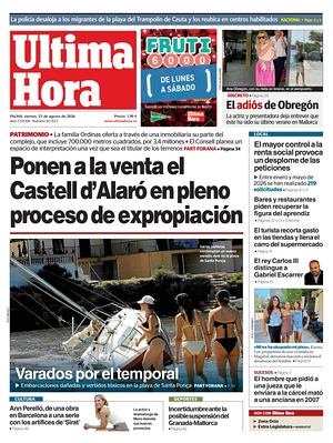 Prima pagina Ultima Hora di oggi - Quotidiano regionale