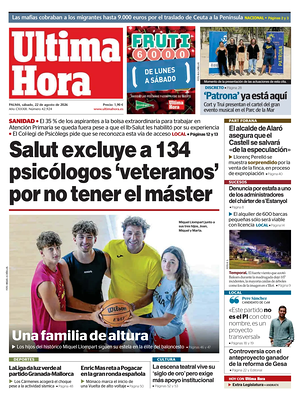 Prima pagina Ultima Hora di oggi - Quotidiano regionale