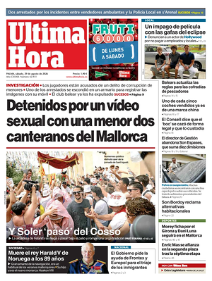 Prima pagina Ultima Hora di oggi - Quotidiano regionale