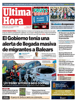 Prima pagina Ultima Hora di oggi - Quotidiano regionale