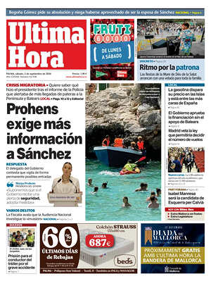 Prima pagina Ultima Hora di oggi - Quotidiano regionale