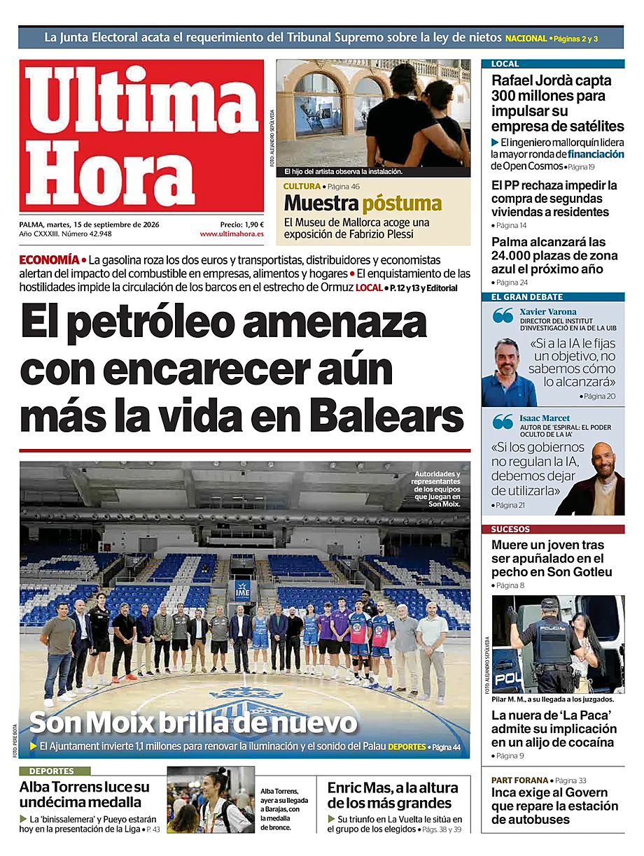 Portada Ultima Hora de hoy - Quiosco 15 septiembre 2026