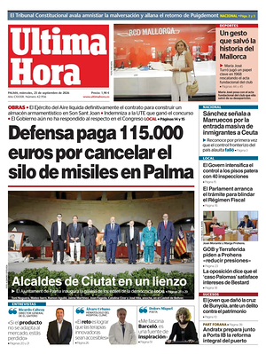 Prima pagina Ultima Hora di oggi - Quotidiano regionale