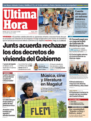 Prima pagina Ultima Hora di oggi - Quotidiano regionale