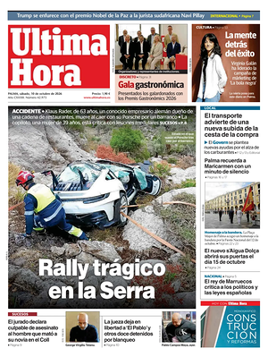 Prima pagina Ultima Hora di oggi - Quotidiano regionale