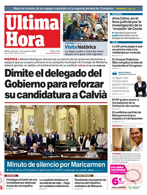 Prima pagina Ultima Hora di oggi - Quotidiano regionale