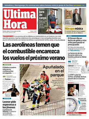 Prima pagina Ultima Hora di oggi - Quotidiano regionale