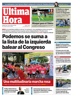 Prima pagina Ultima Hora di oggi - Quotidiano regionale