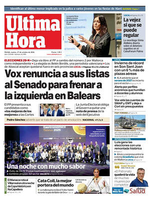 Prima pagina Ultima Hora di oggi - Quotidiano regionale