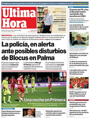 Prima pagina Ultima Hora di oggi - Quotidiano regionale