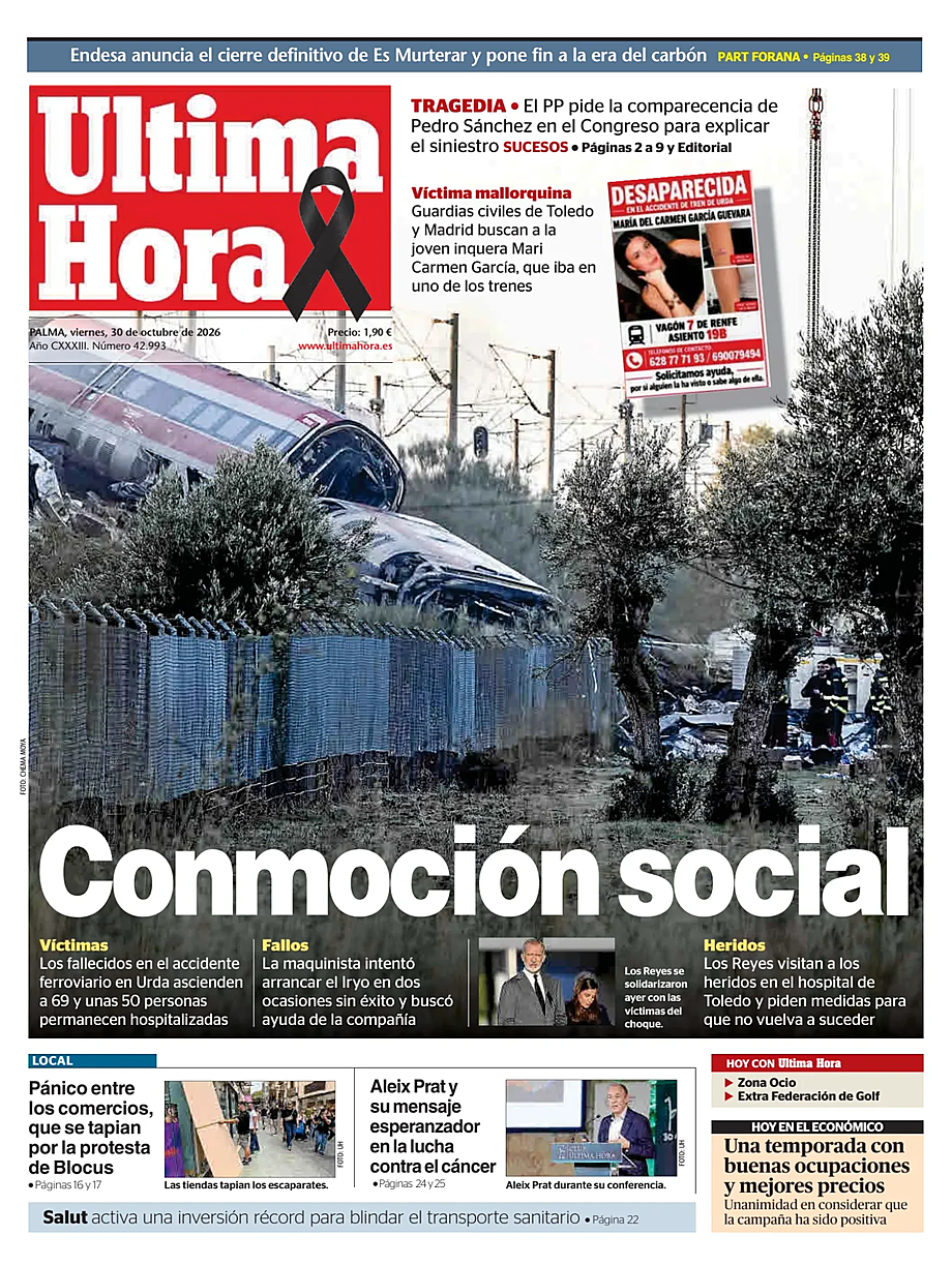Portada Ultima Hora de hoy - Quiosco 30 octubre 2026