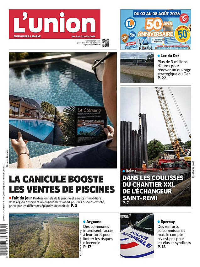 Une de L'Union du jour - Presse 31 juillet 2026
