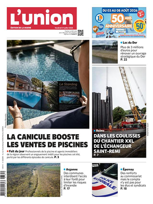 Une de L'Union du jour - Journal régional