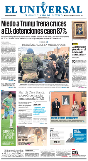 Prima pagina El Universal di oggi - Quotidiano estero