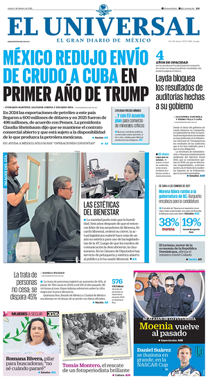Prima pagina El Universal di oggi - Quotidiano estero