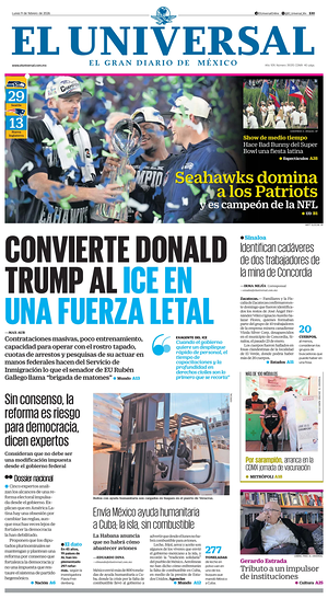 Prima pagina El Universal di oggi - Quotidiano estero