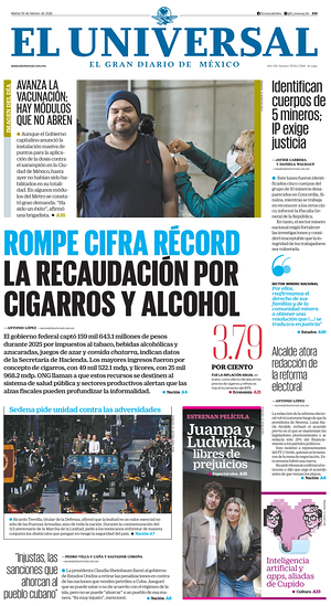 Prima pagina El Universal di oggi - Quotidiano estero