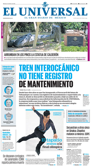 Prima pagina El Universal di oggi - Quotidiano estero