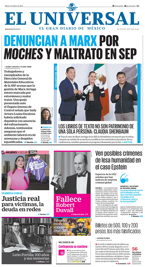 Prima pagina El Universal di oggi - Quotidiano estero