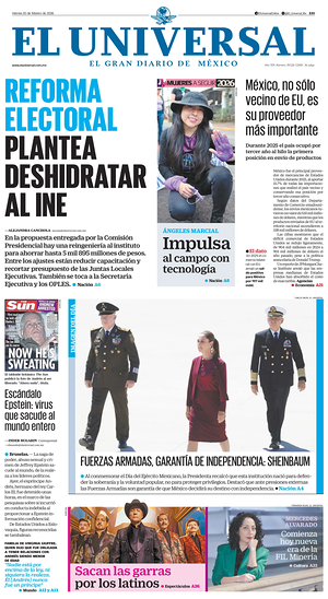 Prima pagina El Universal di oggi - Quotidiano estero