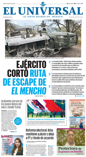 Prima pagina El Universal di oggi - Quotidiano estero