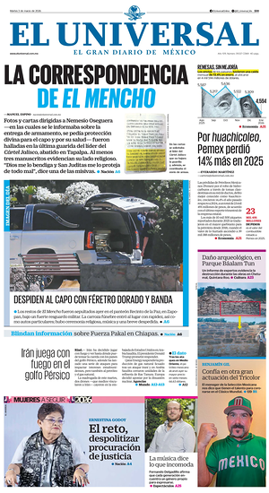Prima pagina El Universal di oggi - Quotidiano estero