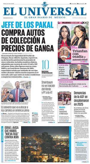 Prima pagina El Universal di oggi - Quotidiano estero